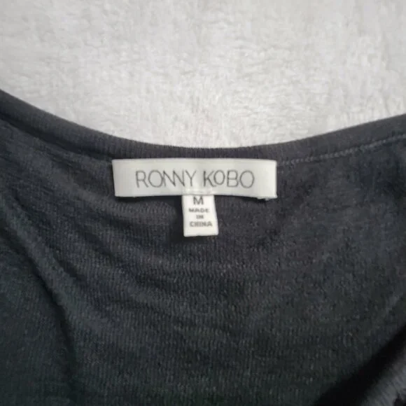 Ronny Kobo Womens Black Lace Knit Short Sleeve Mini Dress Size Medium Scoop Neck - Picture 3 of 9